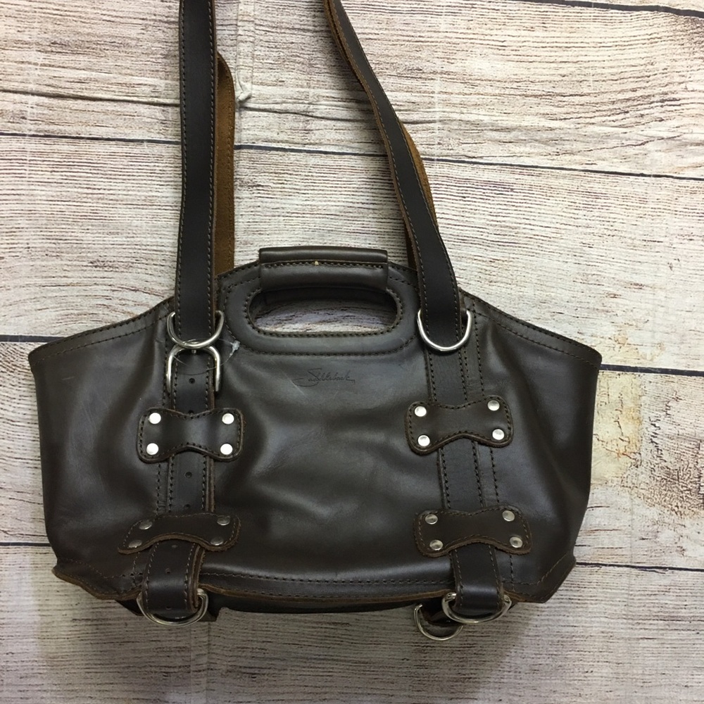 Saddleback Chocolate brown Leather purse small scratch on front see pictures